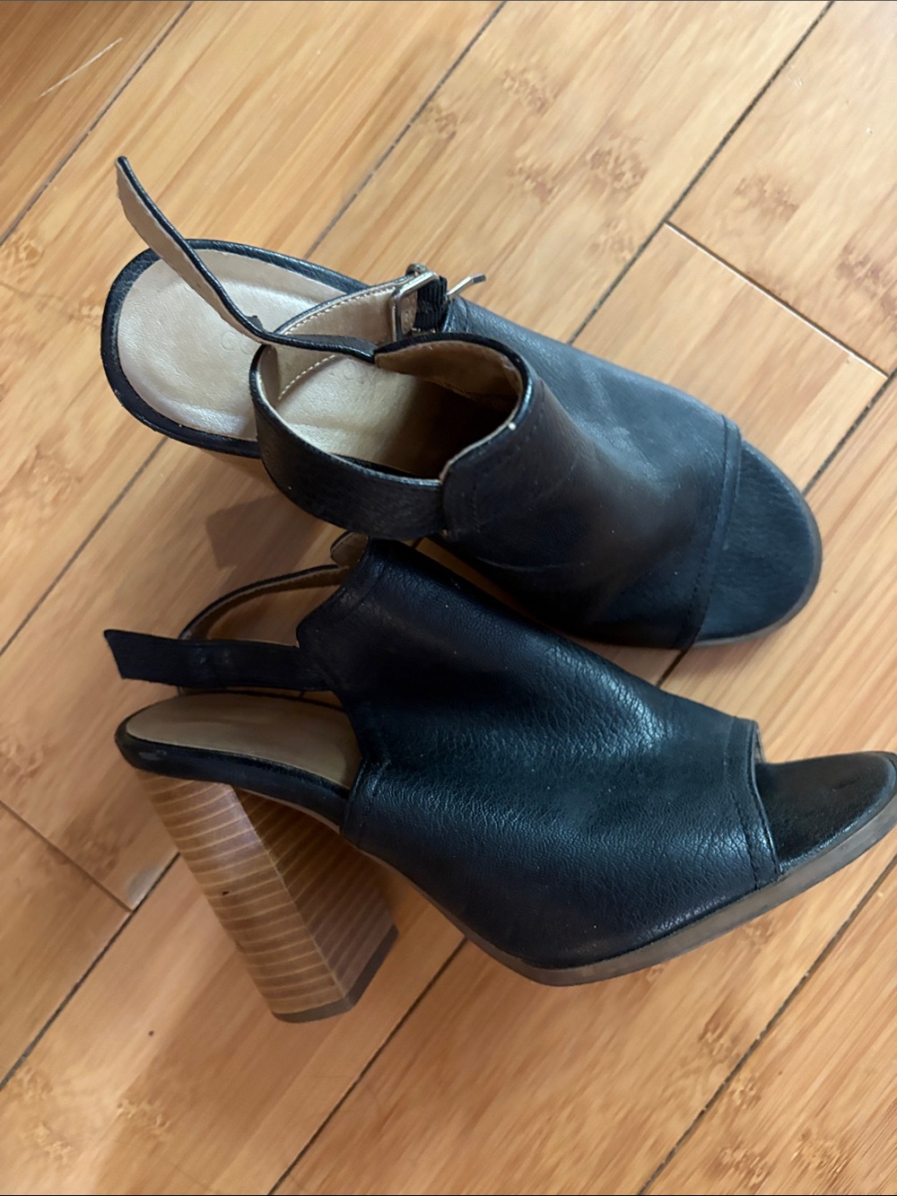 Covington Black Open-Toe Slingback Block Heel Sandals